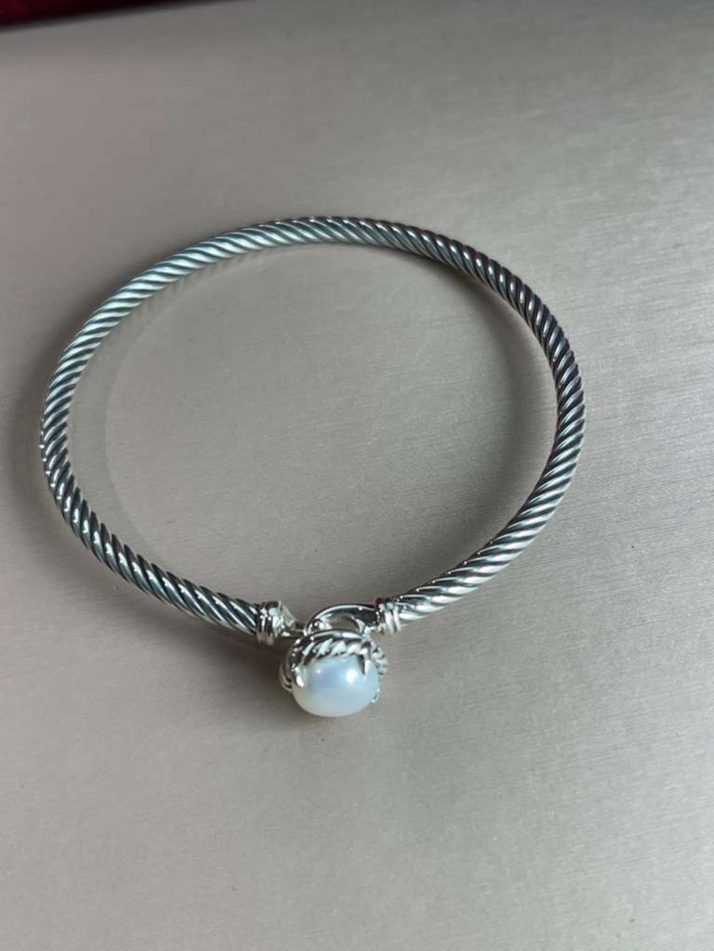 David Yurman Chatelaine Bracelet With Pearl 925 Sterling Silver 3mm medium - Picture 6 of 10